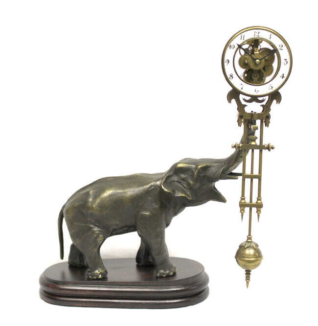 German Style Junghans Brass Elephant Swinging Clock with 8 Day Skeleton Movement