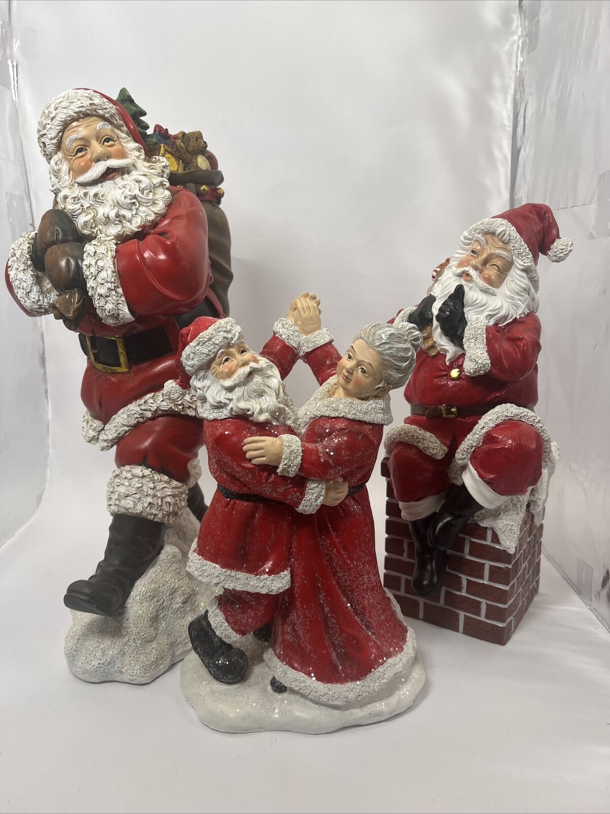 Lot Of 3 Santa Claus Christmas Figures Holiday Decor