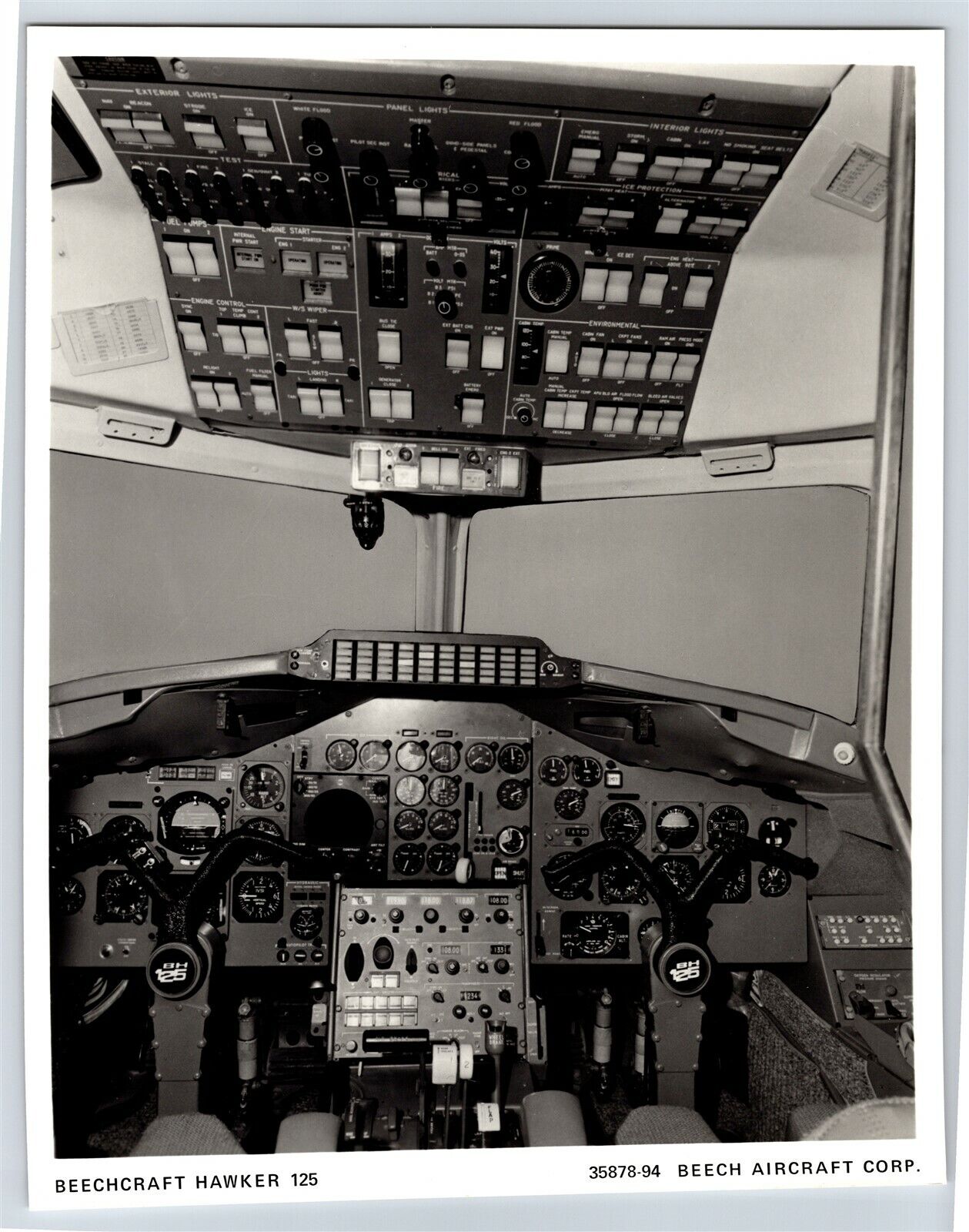 Airplane c1960s Beechcraft Hawker 125 Instrument Panel 8x10 B&W Photo C5