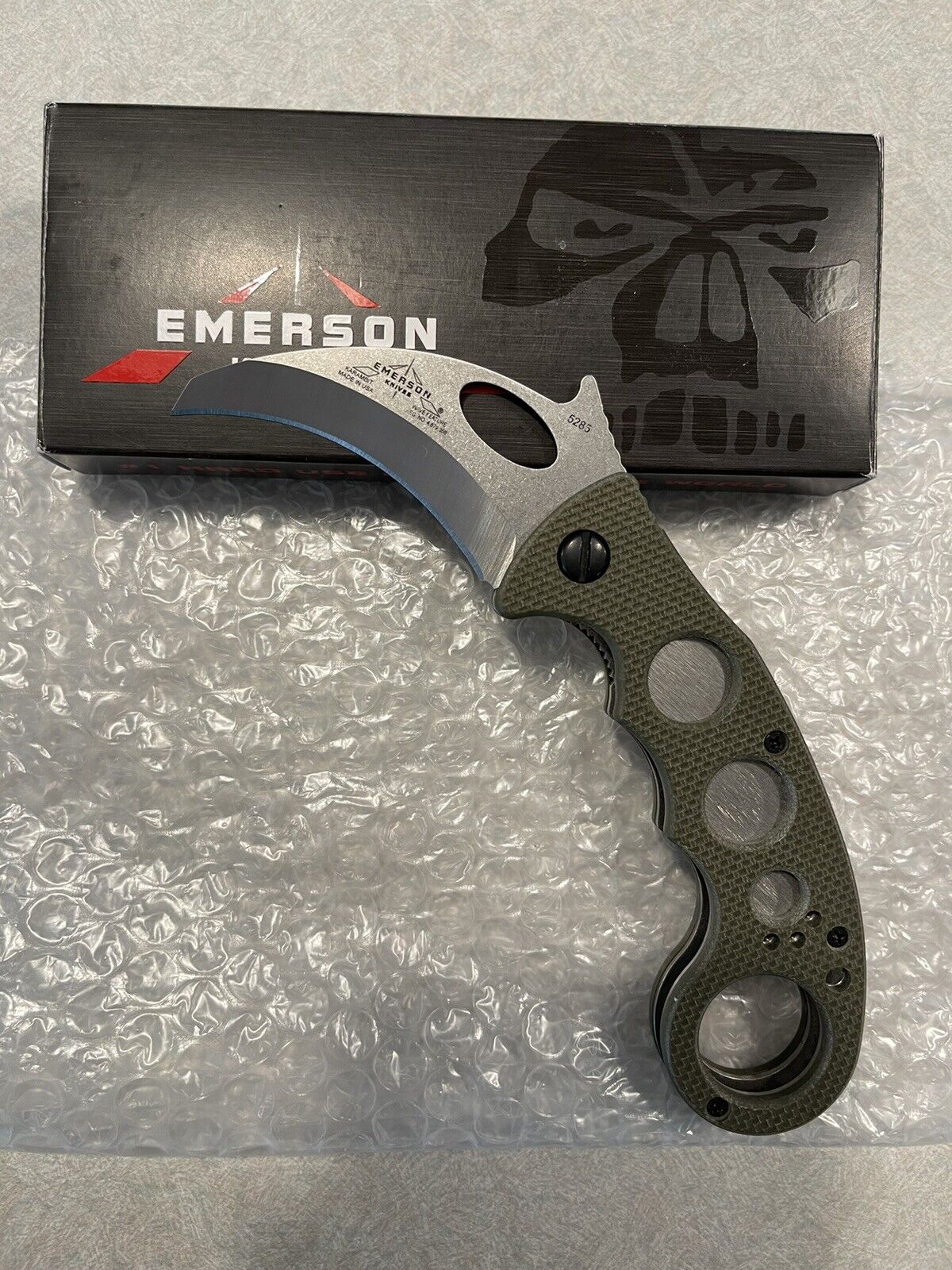 Emerson Knife Karambit OD Green Plain Edge Made in USA Looks Brand New.