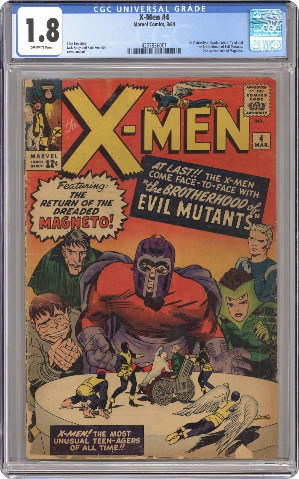 Uncanny X-Men #4 CGC 1.8 1964 4207936001 2nd app. Magneto