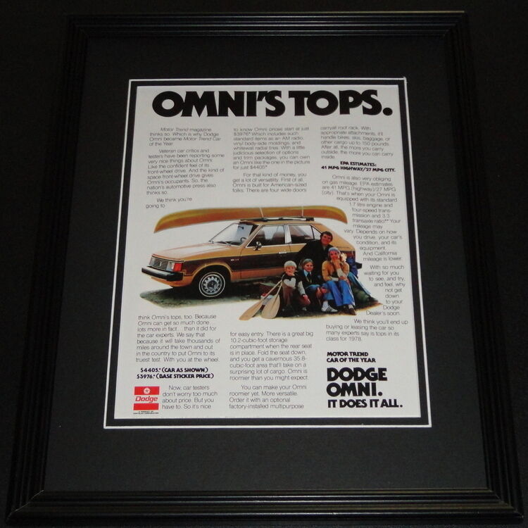 1978 Dodge Omni Tops 11x14 Framed ORIGINAL Advertisement