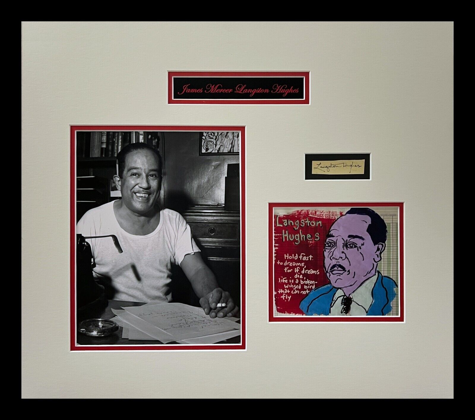 Langston Hughes Original Autograph Museum Framed Ready tp Display