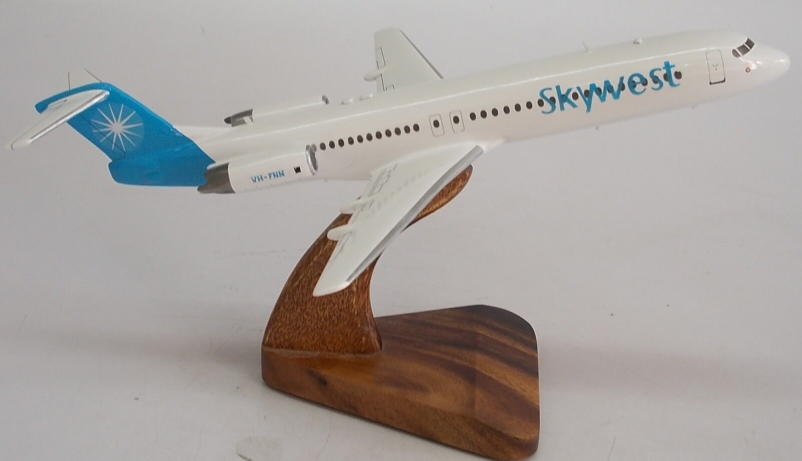 Fokker F-100 Skywest Airplane Mahogany Kiln Dry Wood Model Replica Small New  