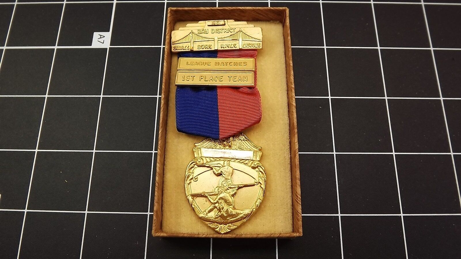 Antique 1951 Bay District Small Bore Rifle League League Matches 1ST Place Medal