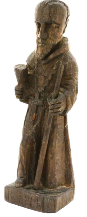 WOODEN SPANISH COLONIAL FIGURE OF SAINT ANTHONY OF PADUA, 1700S-1800S