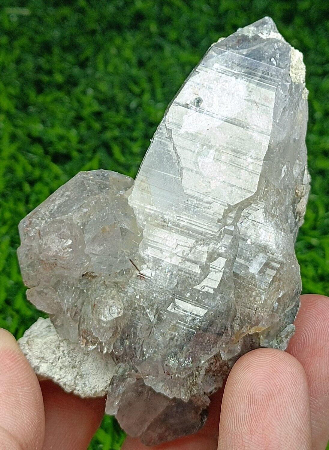 144g Sagenite Var. Rutile included grey Quartz Twin Cluster with nice formation 