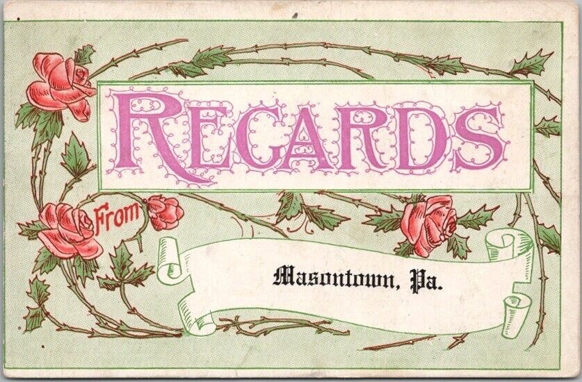 Vintage 1910s MASONTOWN, Pennsylvania Greetings Postcard \
