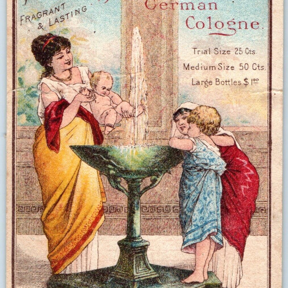 1883 Bloomfield, Conn. Baby Fountain Trade Card Hoyt\'s German Cologne Rowley C11