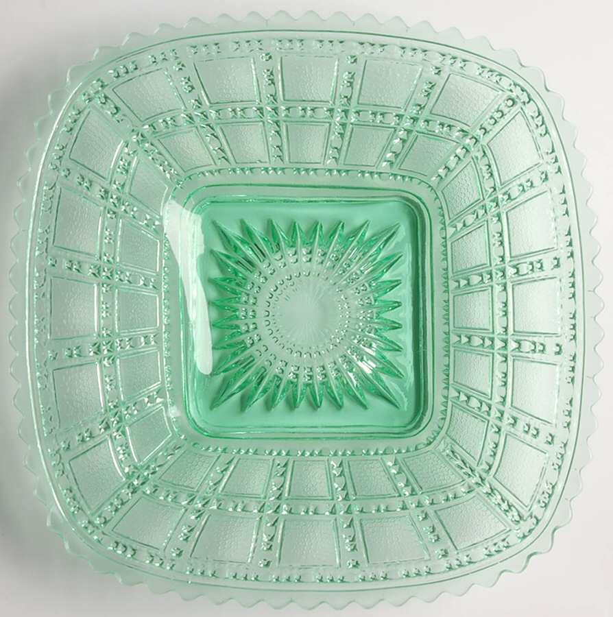 Imperial Glass-Ohio Beaded Block Green Square Plate 3541722