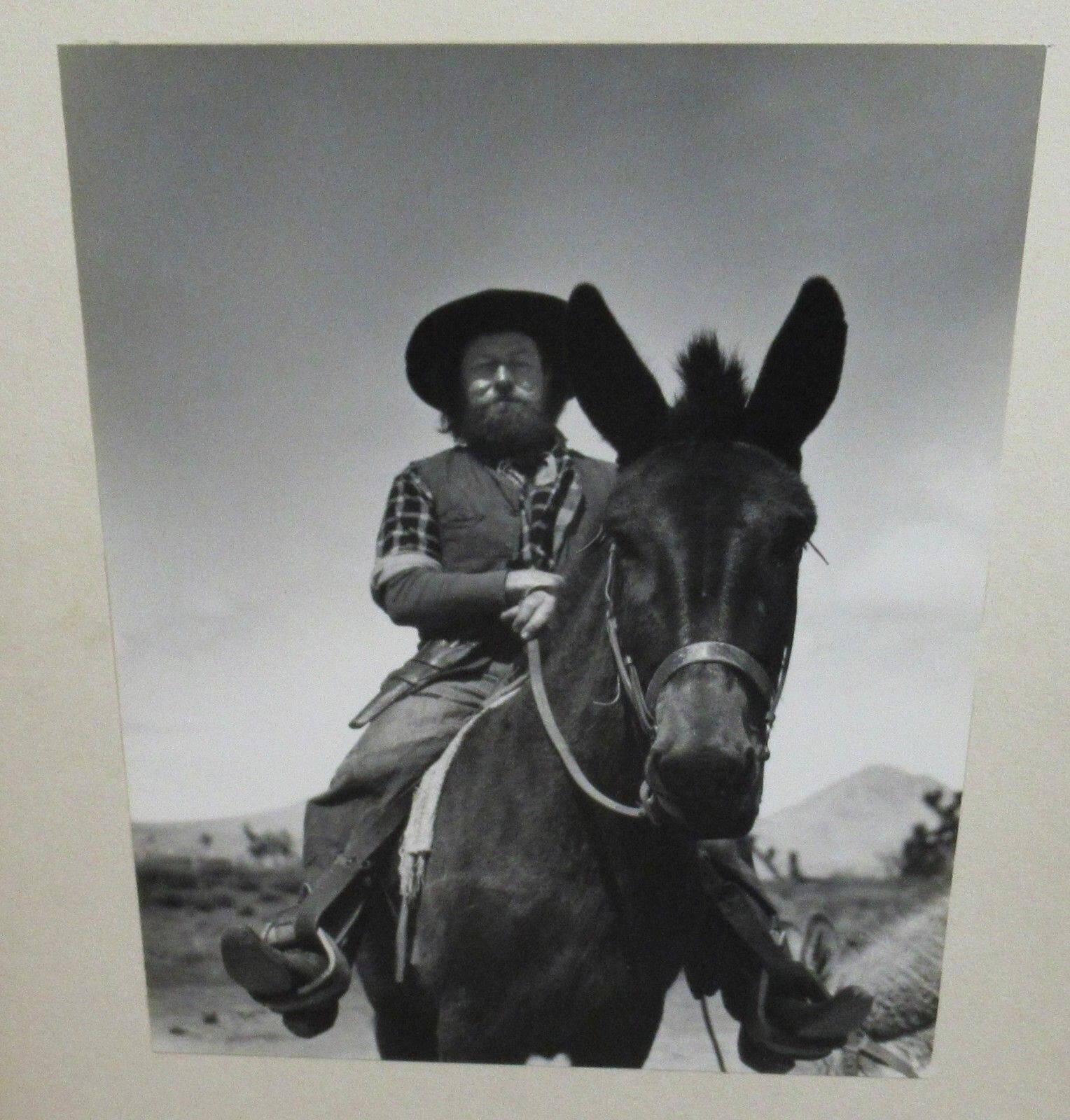JOHN H.RUDD MAN ON DONKEY ORIGINAL BLACK AND WHITE PHOTOGRAPH 1952 SIGNED 