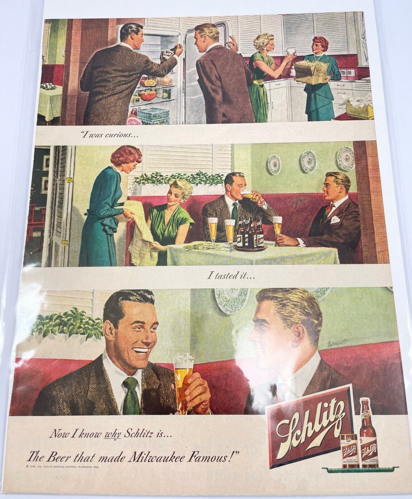 1949 vintage Schlitz Beer Print Ad Milwaukee