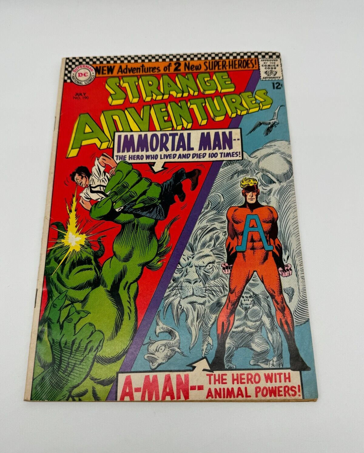 Strange Adventures Mortal Man Animal Man #190 July DC Comic Book 1966 Silver Age