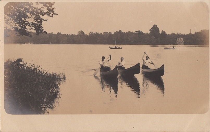 RPPC Postcard Men Canoeing on Lake c. 1900s