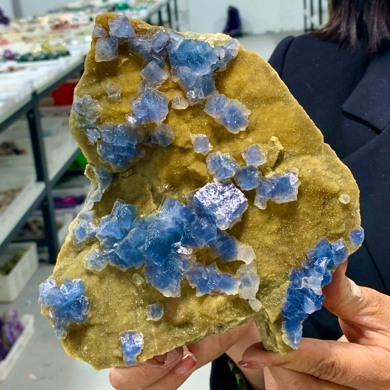 3.7LB Natural colour Fluorite+chalcopyrite Crystal stone  healing