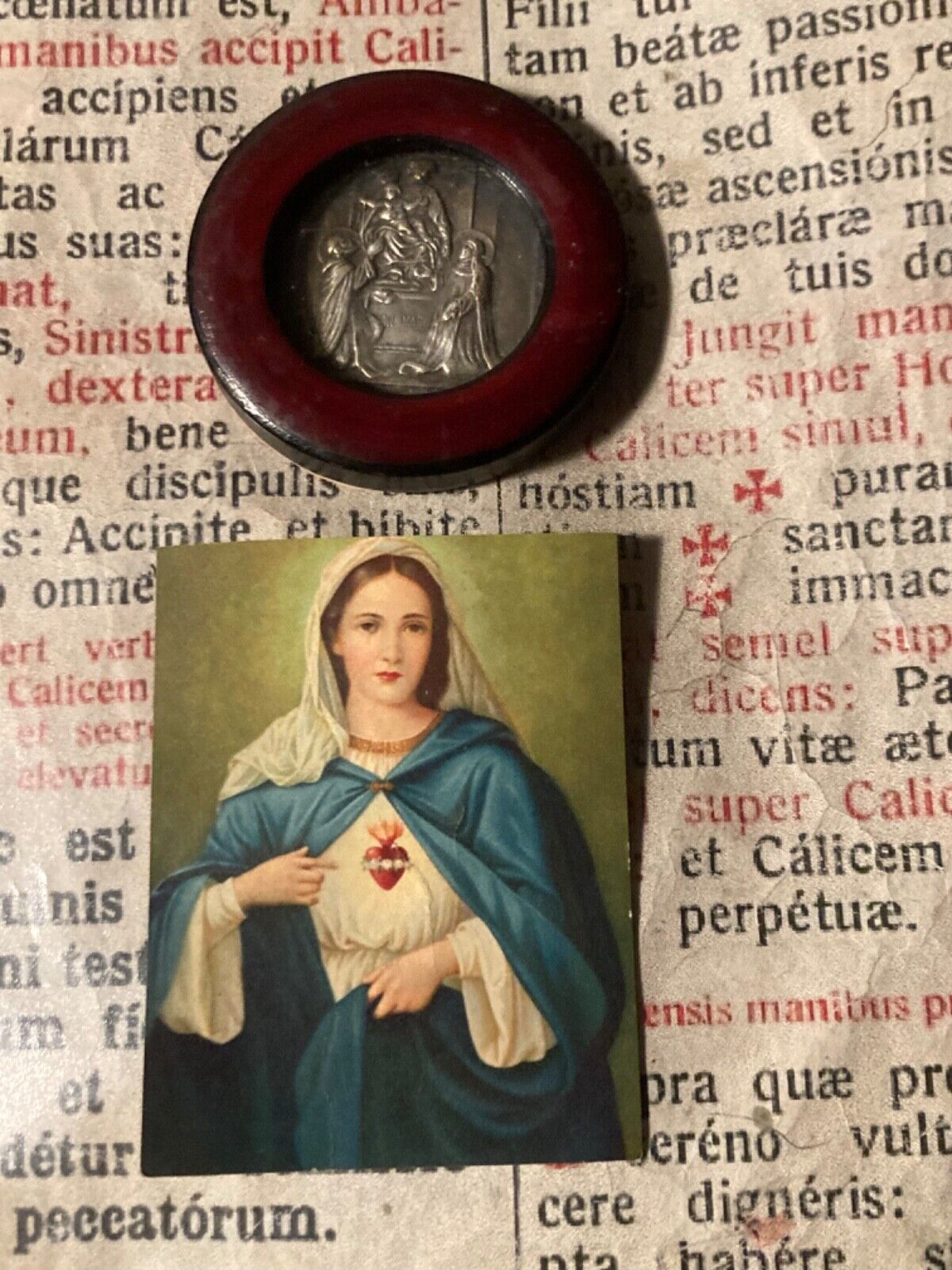 CONSECRATION's ACT TO MARY's IMMACULATE HEART RELIC : SILVER Plaque & wax seal 