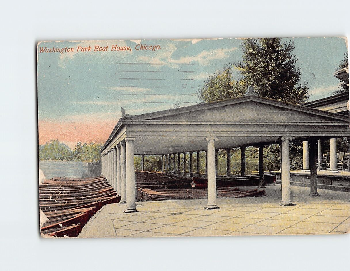 Postcard Washington Park Boat House Chicago Illinois USA