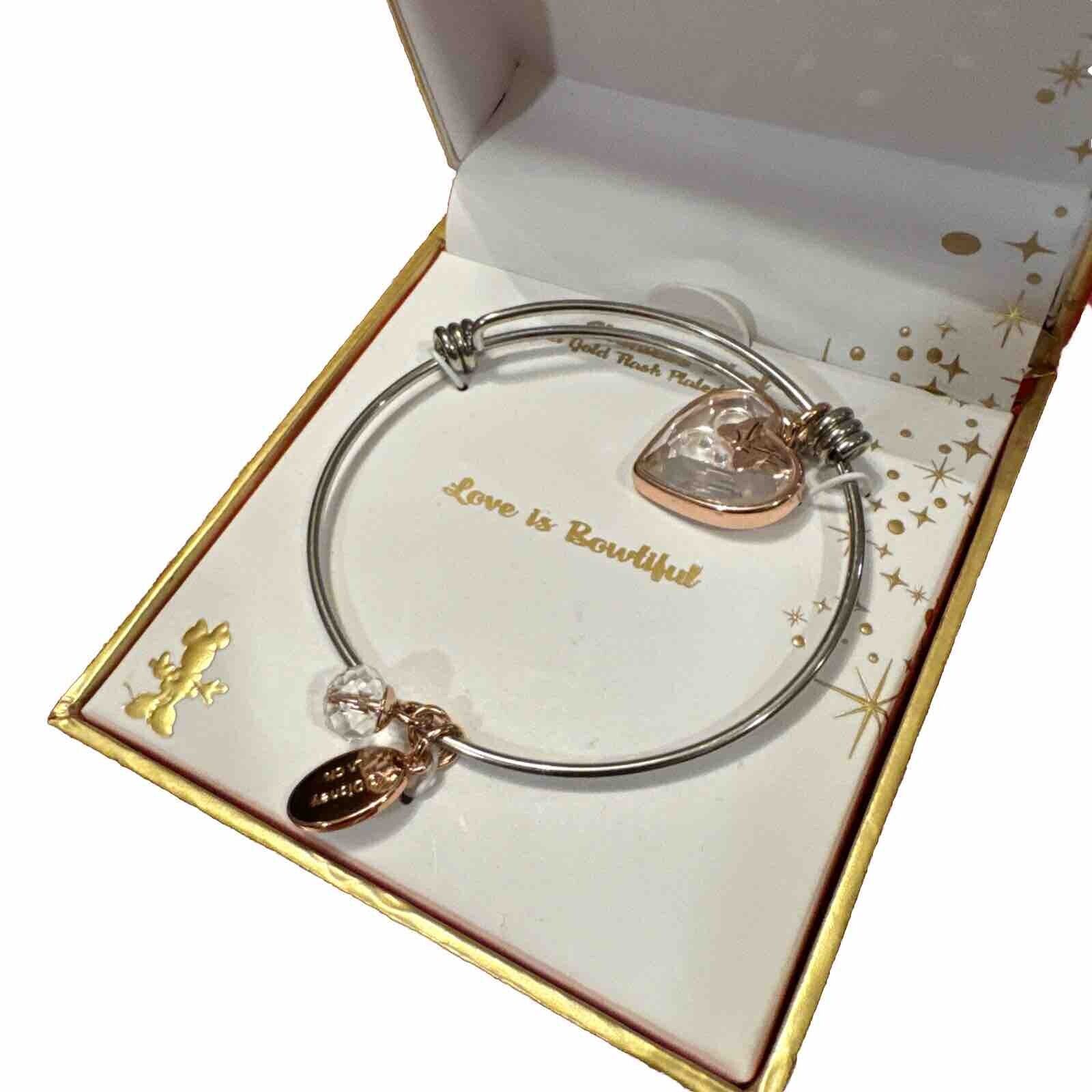 Disney Minnie “Love Is Beautiful” 14k Gold Flash Plated Stainless Steel Bracelet