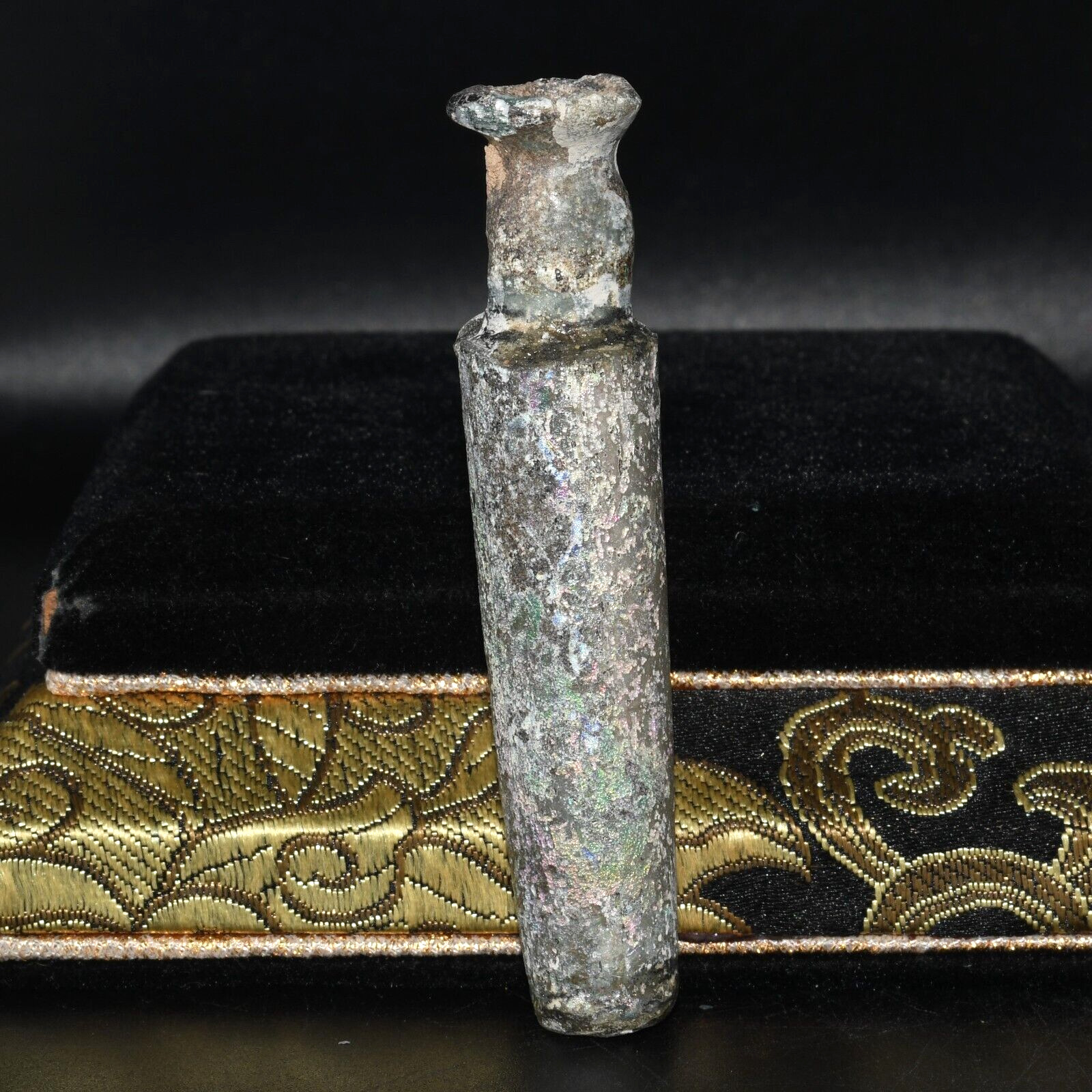 Original Ancient Roman Glass Medicine Bottle Vial Circa 1st Century AD