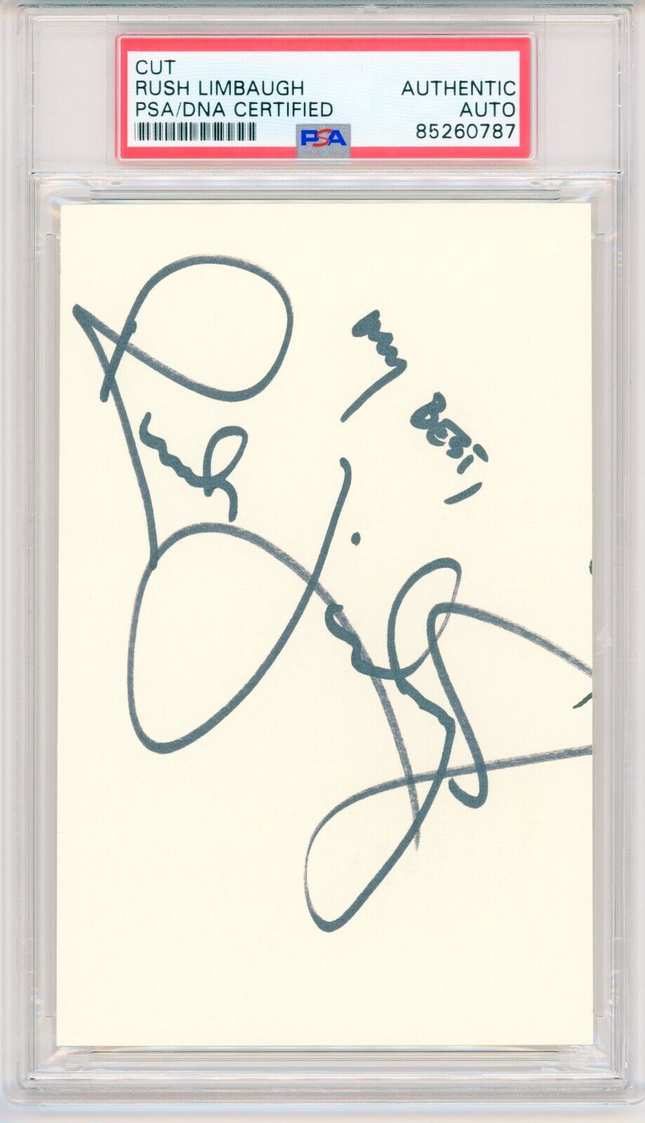 Rush Limbaugh ~ Signed Autographed Authentic Signature ~ PSA DNA Encased