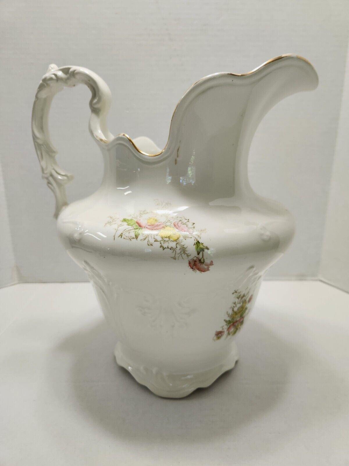 Antique 1930-40's Paul Revere Floral Pottery Wash Pitcher Saturday Evening Girls