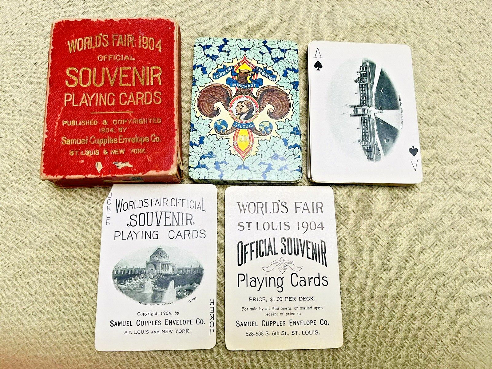 1904 Worlds Fair Official Souvenir Playing Cards St Louis Antique