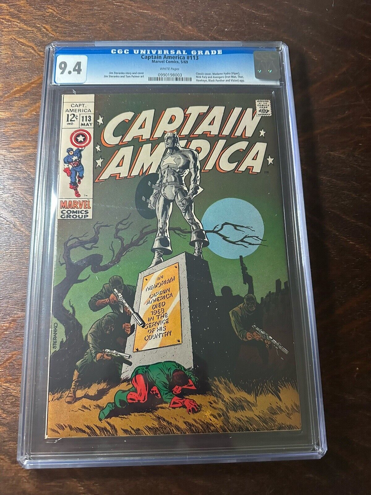 Captain America # 113 CGC 9.4 White Pages Marvel 5/69