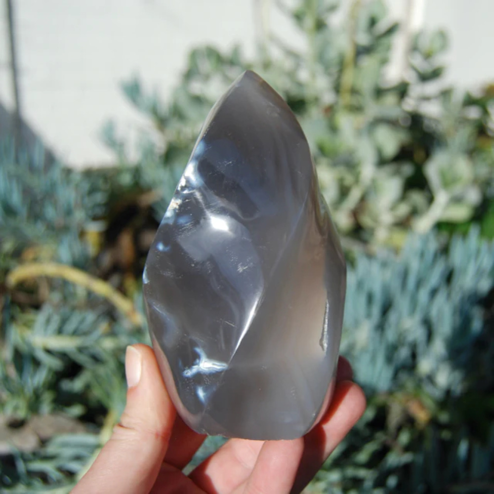 5in 1.4lb Grey Orca Agate Crystal Flame Tower