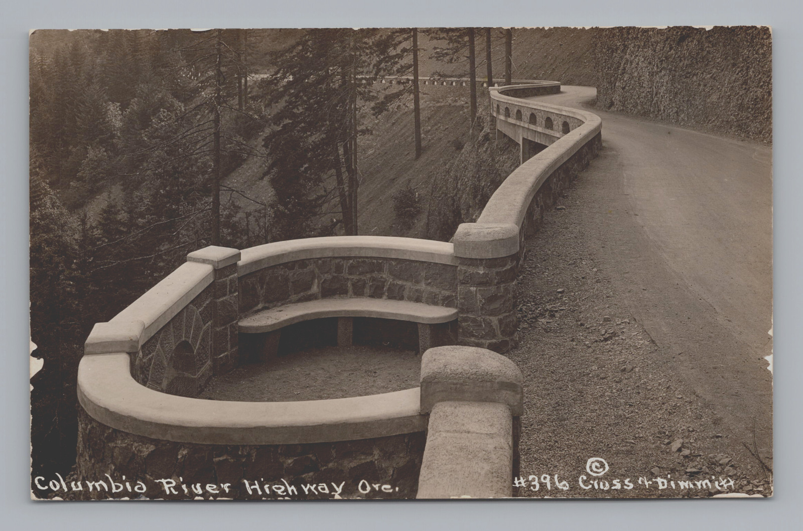 Postcard RPPC Columbia River Highway Oregon Unposted View Point Bench