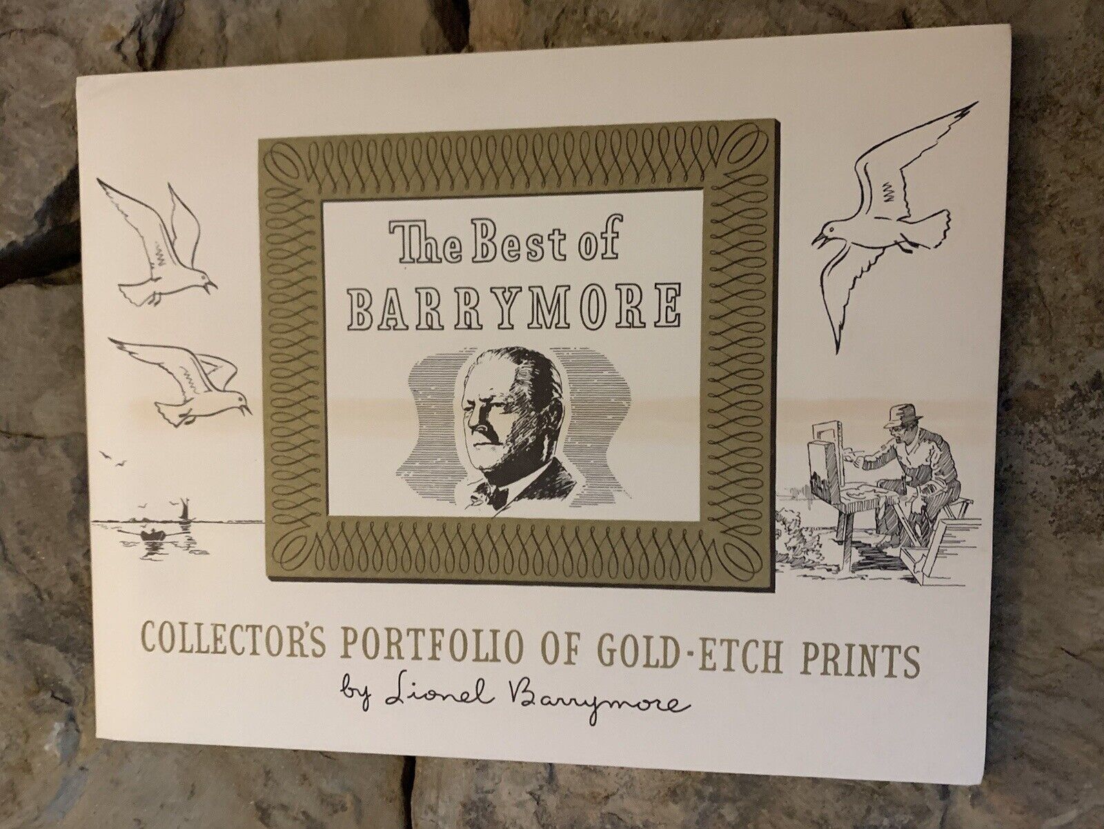 The Best of Barrymore Gold Etched Prints Vintage Set of Four