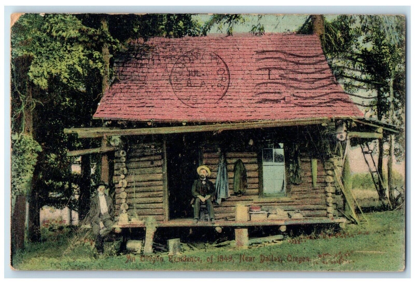 1910 Exterior View Man Sitting Oregon Residence 1849 Dallas Oregon OR Postcard