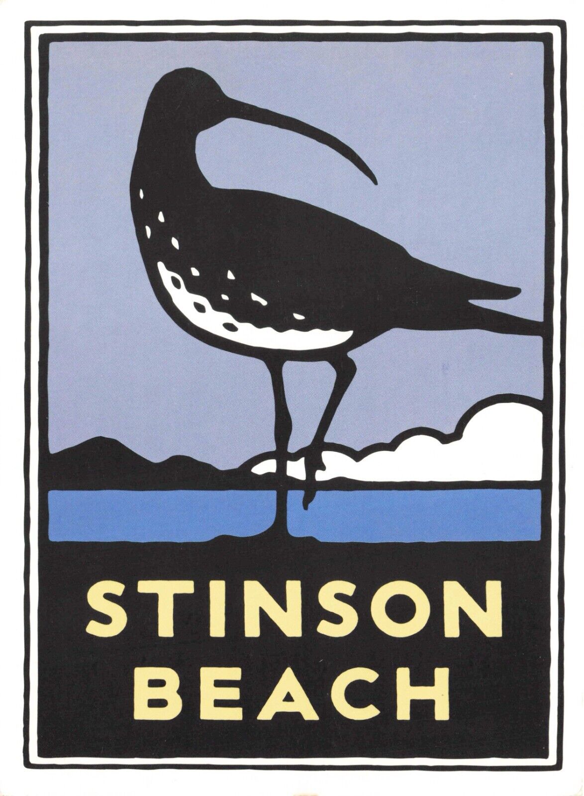 Postcard CA Stinson Beach Willet Birdwatchers Michael Schwab Studio Marin County