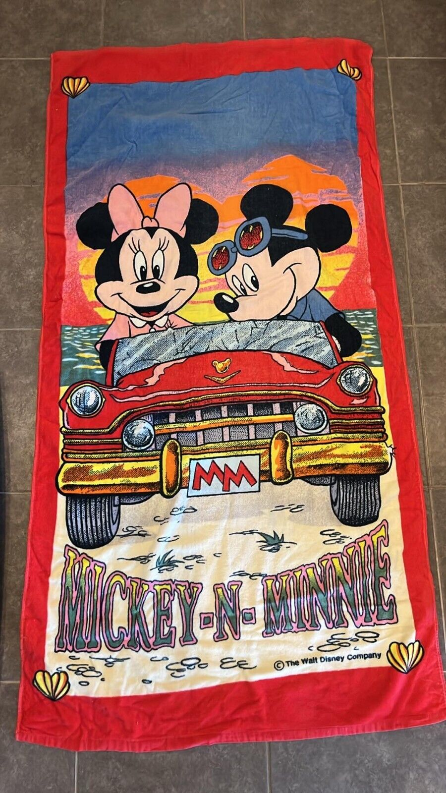 Vintage Walt Disney Beach Towel Mickey & Minnie Beach Beautiful