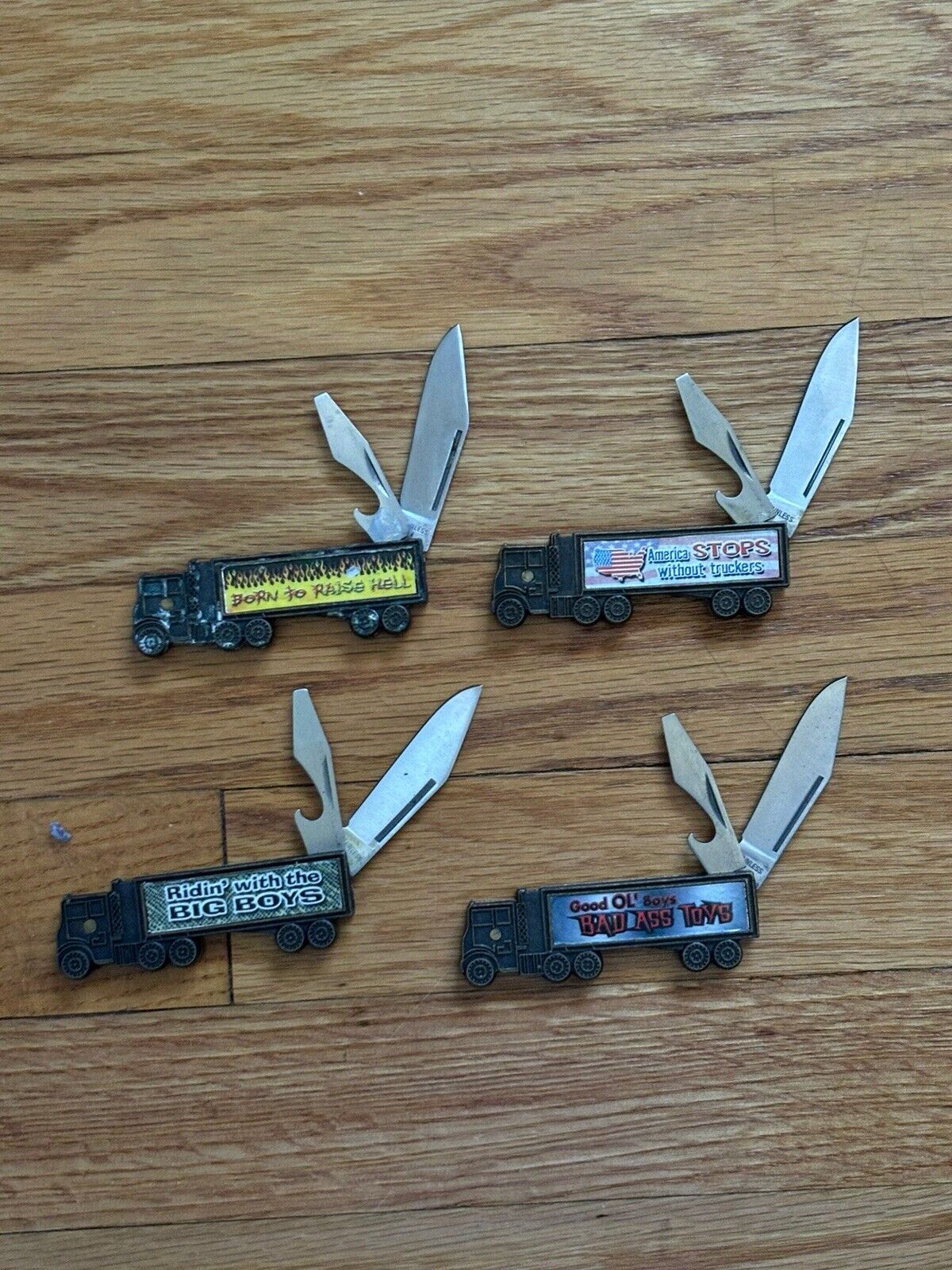 Vintage Colonial USA Lot Of 4 Semi-Truck Shaped 2-Blade Knives RARE