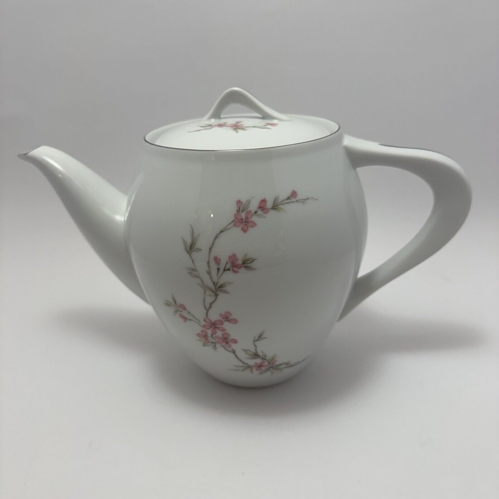 Vintage Three Crown China Teapot w/Lid - Floral Design - Silver Trim - Beautiful
