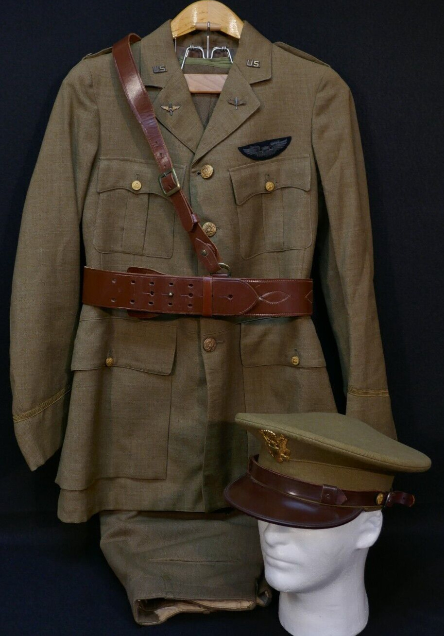 1930's - WWII AAC Army Air Corps Pilots Uniform, Trousers, Sam Browne Belt & Hat