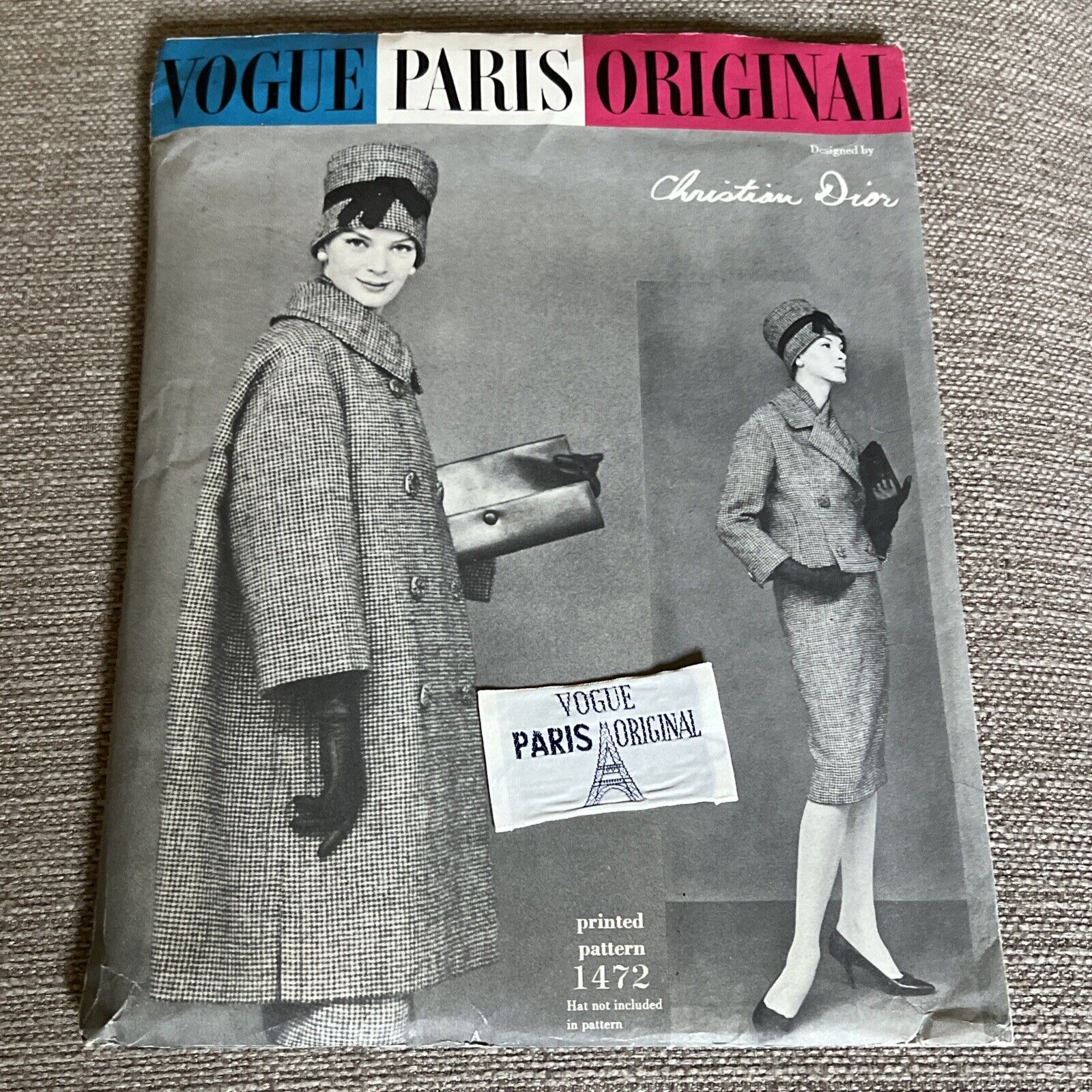 60s Vintage Sewing Pattern VOGUE PARIS ORIGINAL Christian Dior Suit 1472 Sz 12