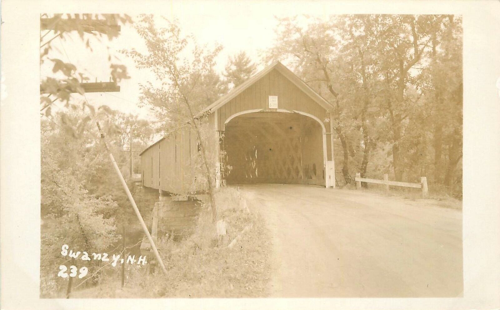 Postcard RPPC New Hampshire Swanzy Covered Bridge 23-5546