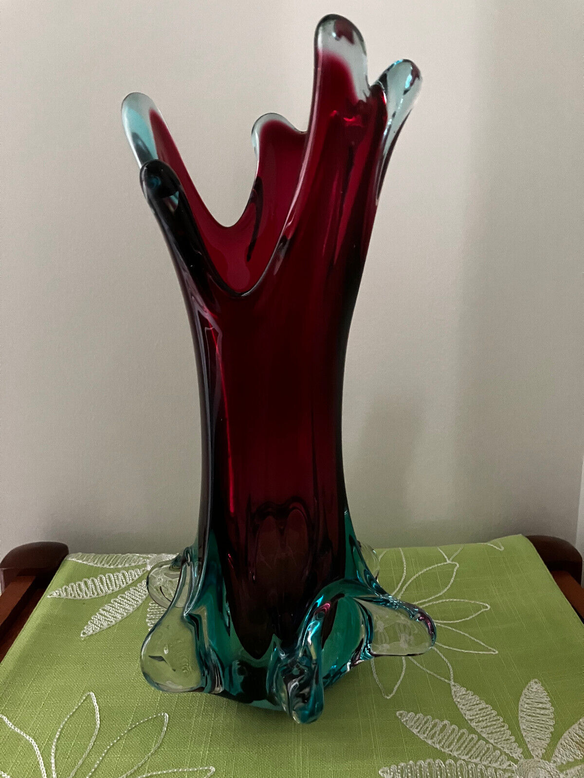 Vintage Murano Style Art Glass Vase Unique Beautiful 13\