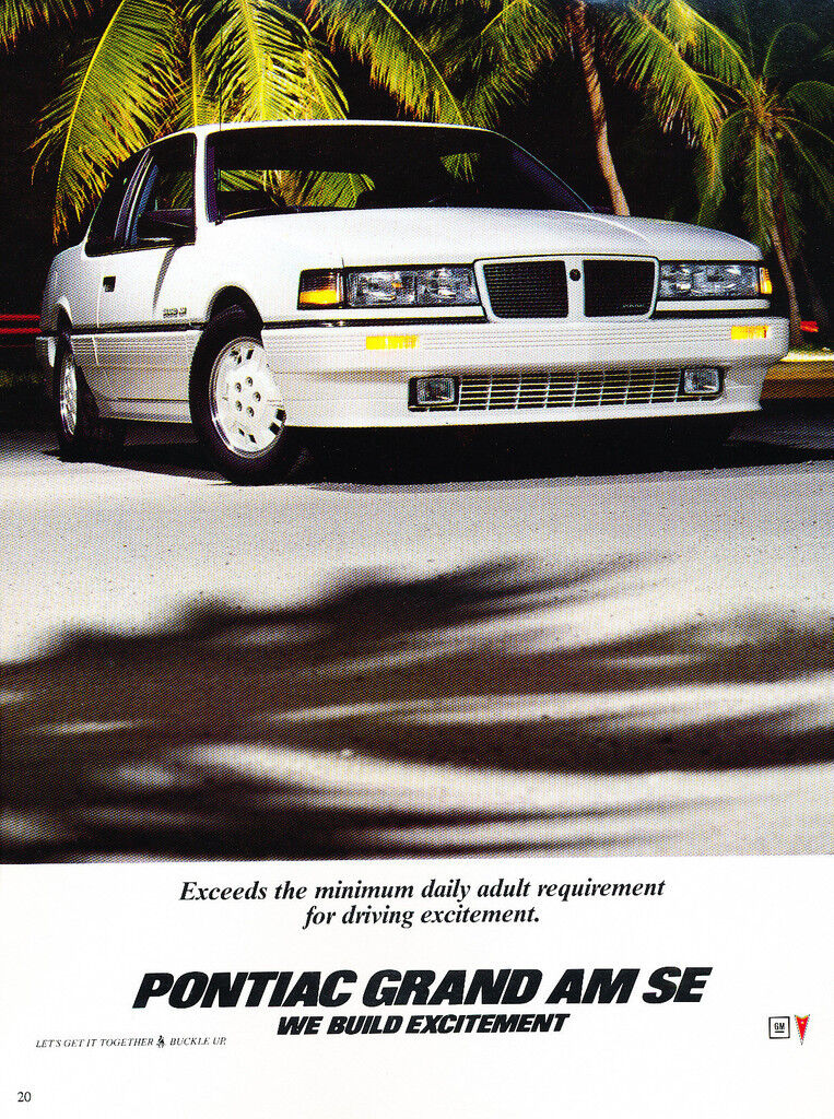 1986 Pontiac Grand Am SE version2 - Classic Vintage Car Advertisement Ad J29