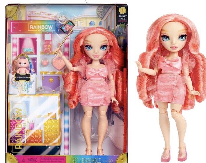 Rainbow High Pinkly Pink Fashion Doll, 10+ Colorful Play Accessories.