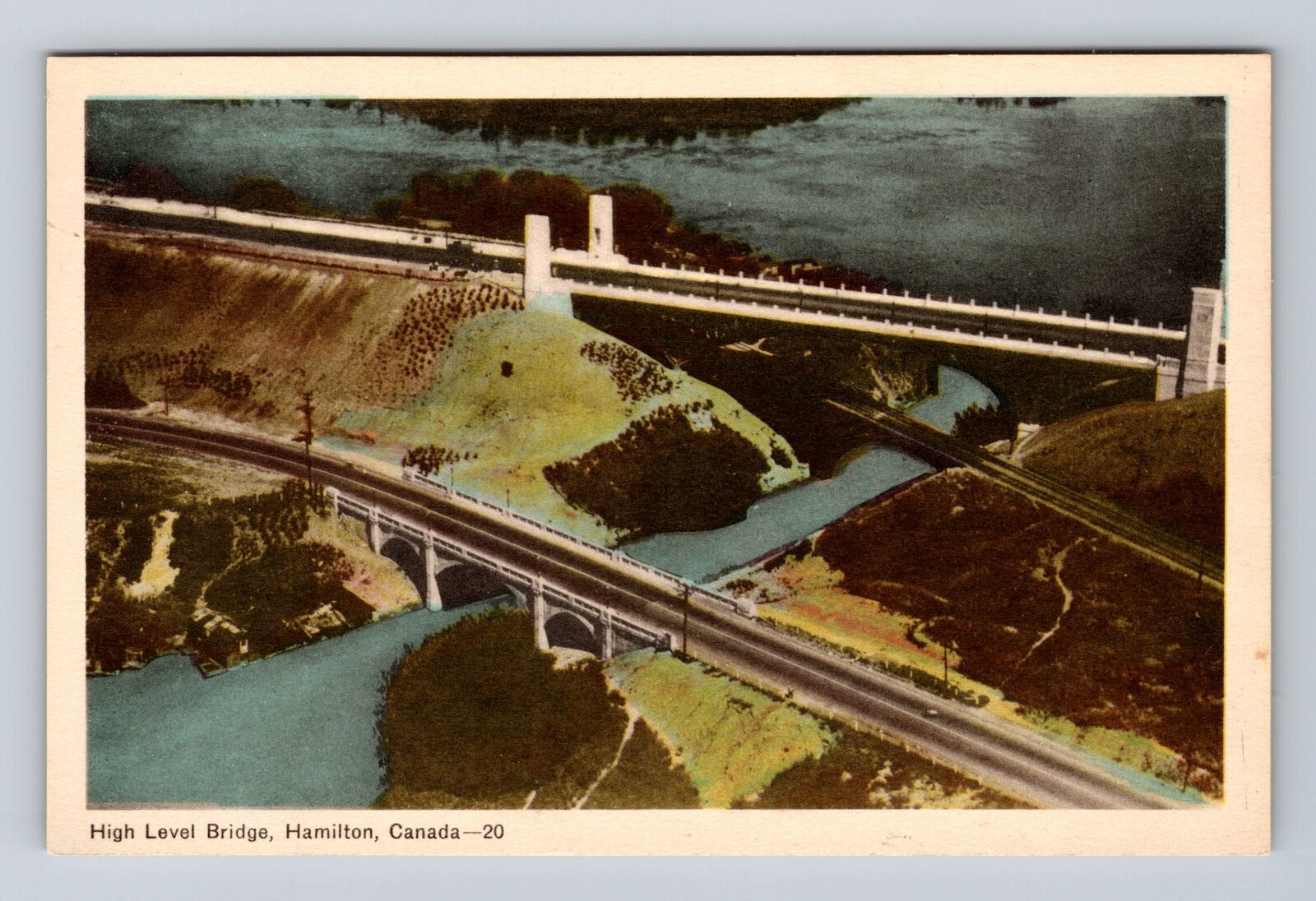 Hamilton Ontario- Canada, Aerial High Level Bridge, Antique, Vintage Postcard