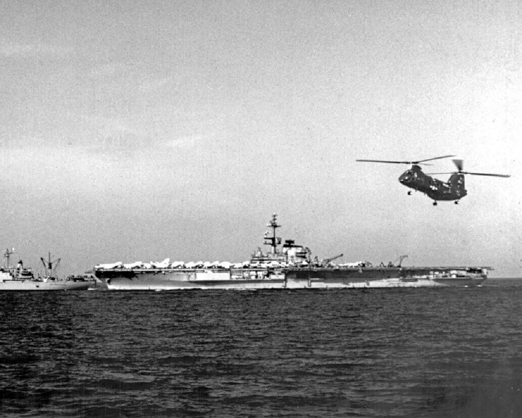 USS Franklin D. Roosevelt with Stores Ship USS Rigel 8x10 Vietnam War Photo 11a