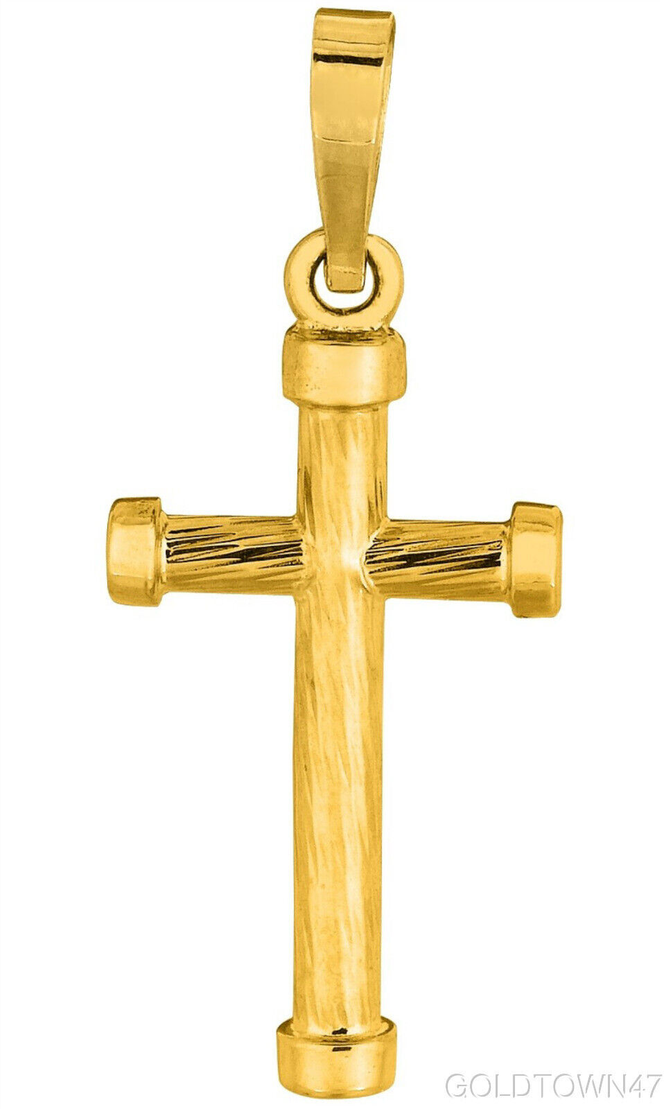 14K Yellow Gold Shiny Small Fancy Cross Pendant