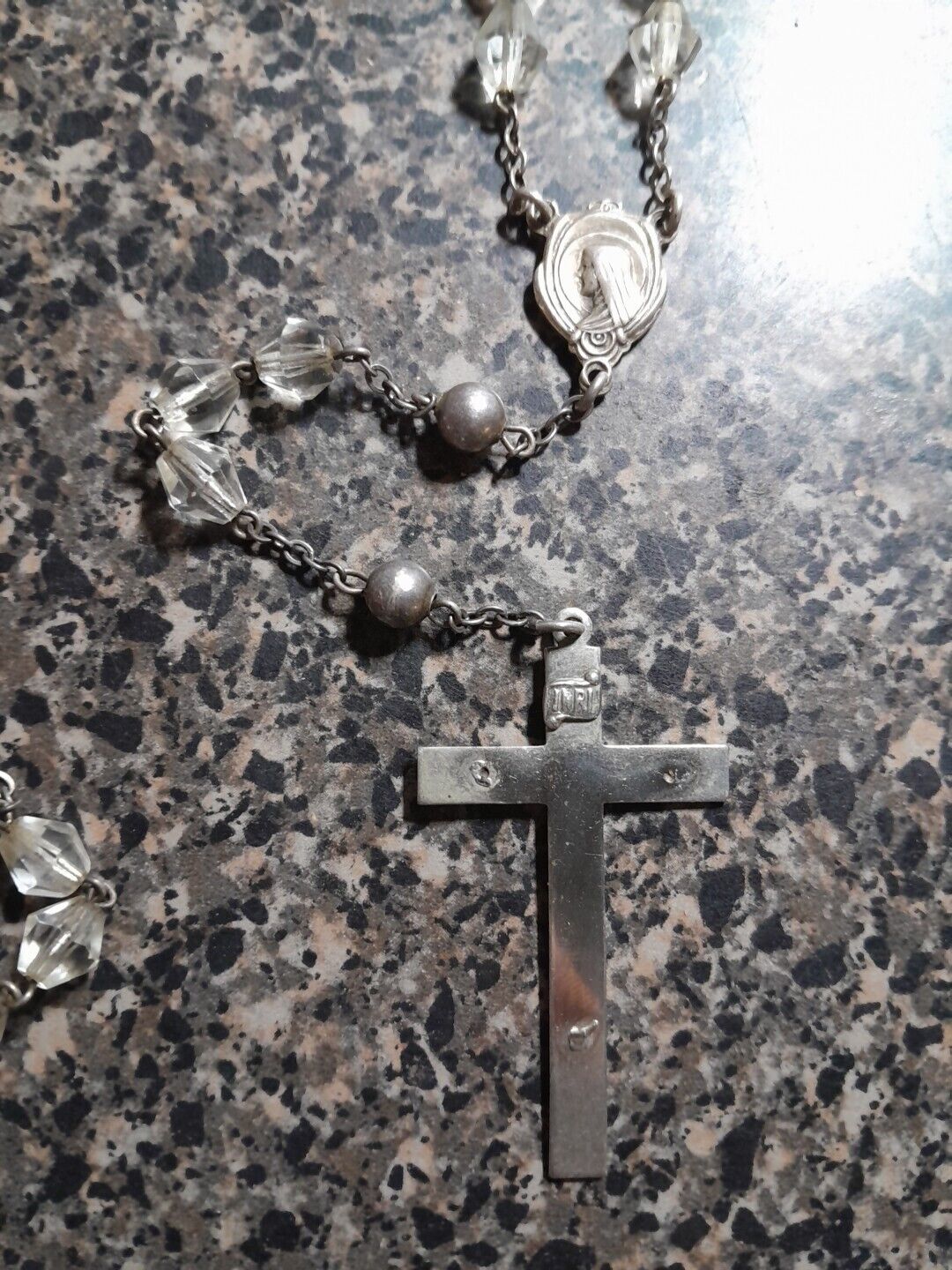 Vintage Sterling Silver Jesus & Blessed Virgin Mary Rosary 