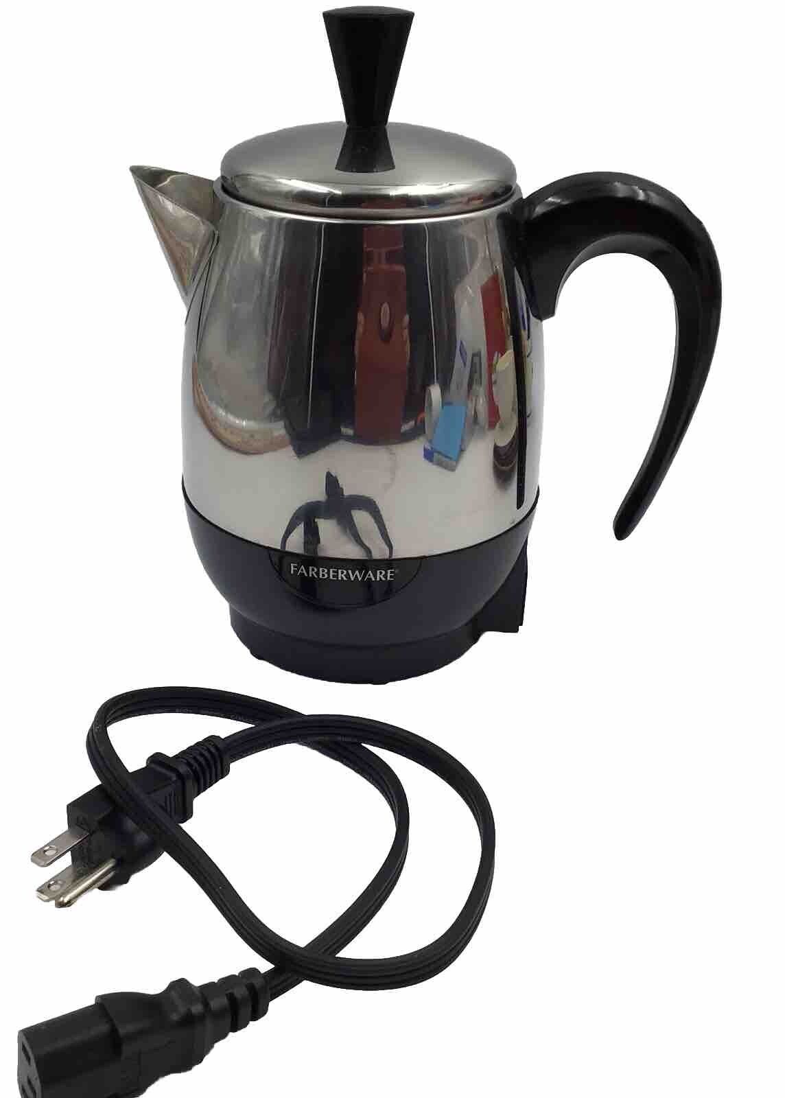 Vintage Farberware Electric Coffee Pot Percolator ModelFCP240 2-4 Cup Chrome 60s