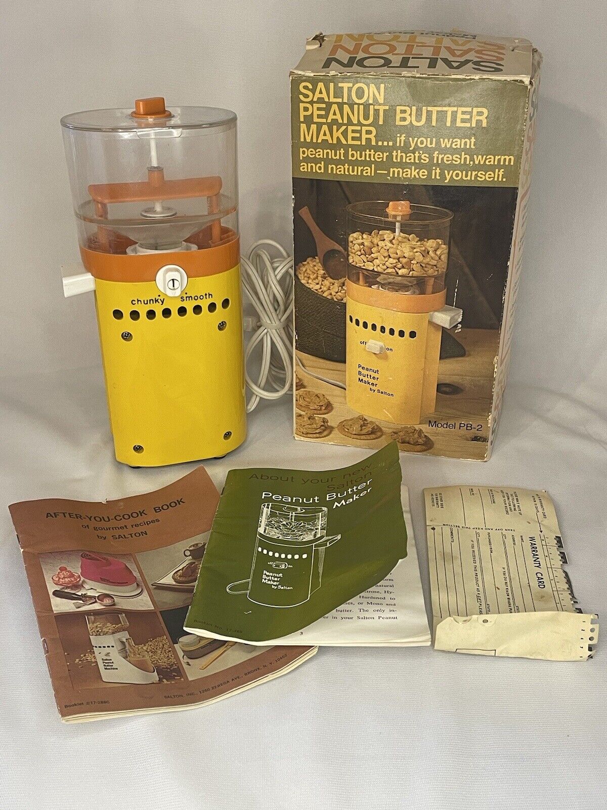 Vintage Salton PB-2 Peanut Butter Machine Maker With Box, Instructions, & Recipe