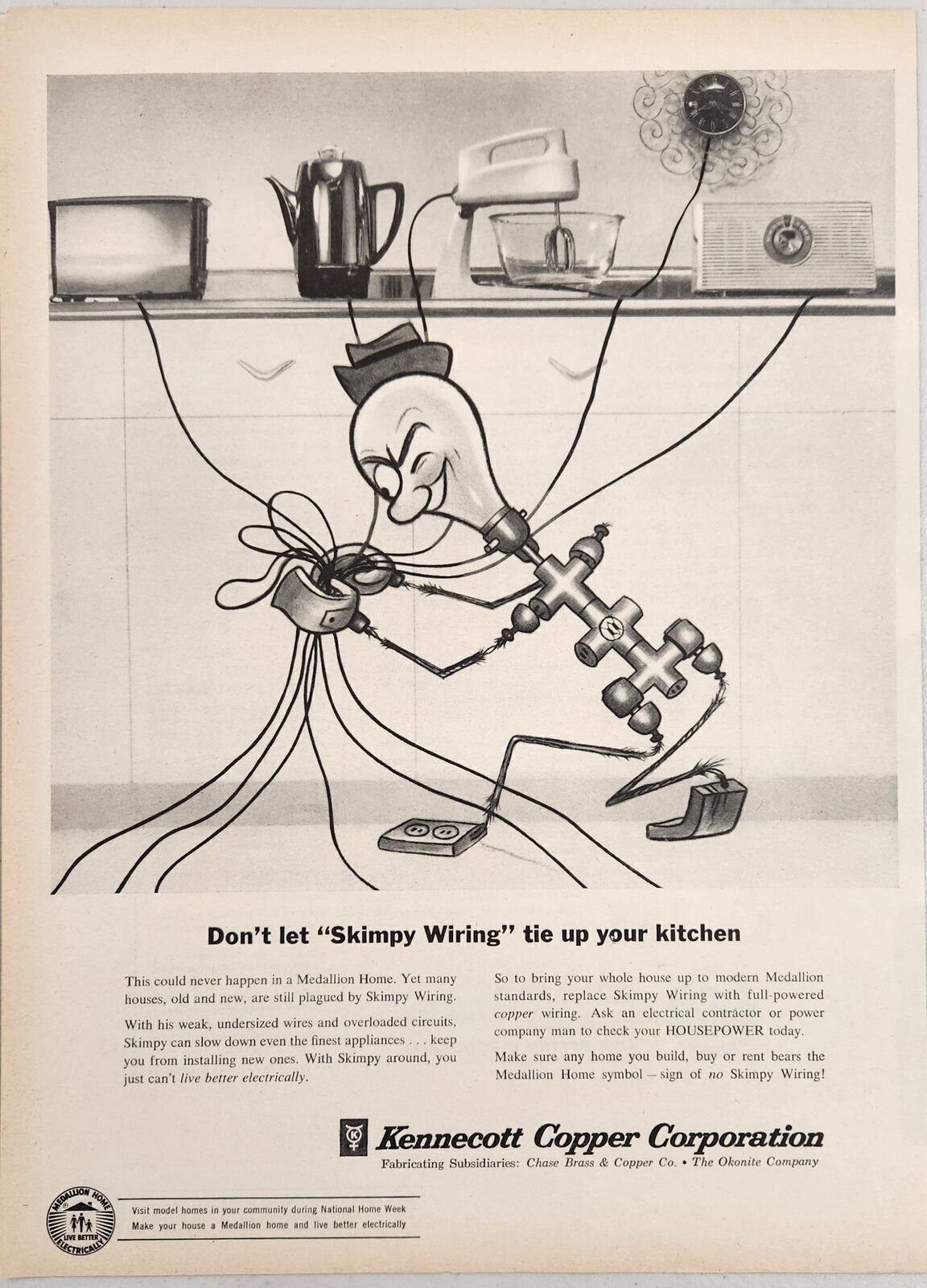 1959 Print Ad Kennecot Copper Don\'t Let Skimpy Writing Ruin Kitchen Character