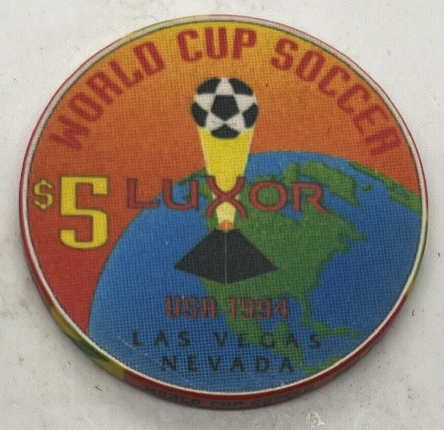 LUXOR $5 LAS VEGAS NV CASINO CHIP - Linen - World Cup Soccer 1994