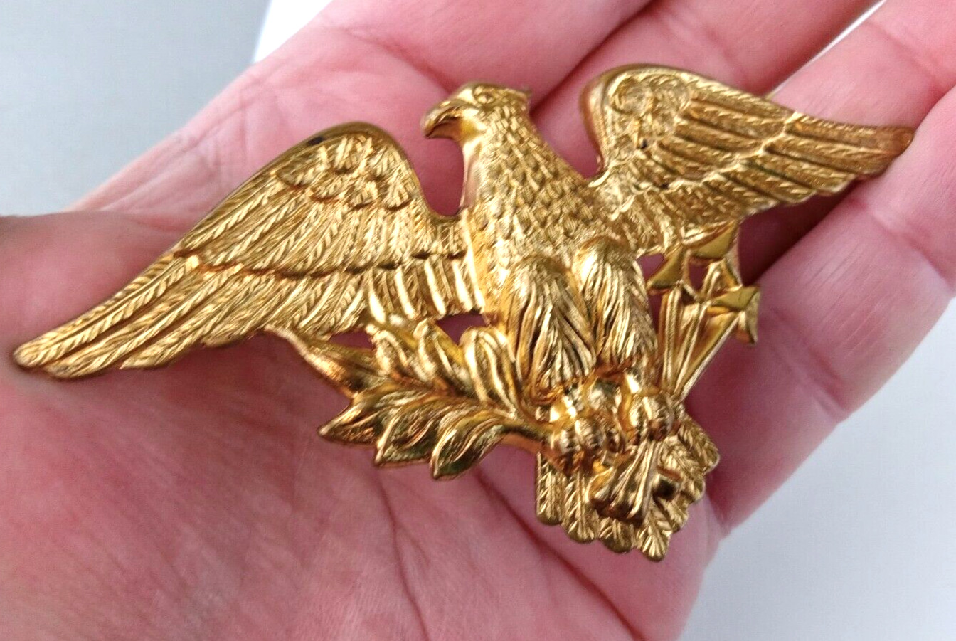 Original WWII Military Figural Eagle with Arrows LARGE Sweetheart Brooch Pin NOS